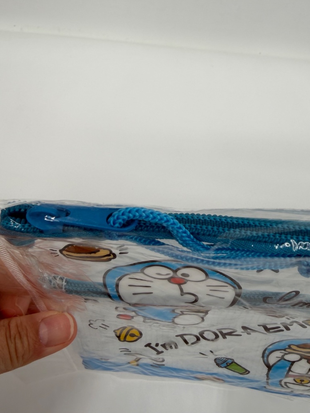 Doraemon PVC Mesh Pouch NEW Bag Zipper Medium Blue Clear - Picture 2 of 9